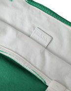 Prada Green Jersey Fabric Logo Shoulder Shopping Tote Shopping Bag