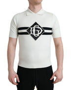Dolce &amp; Gabbana White DG Logo Collared Henley Shirt T-shirt