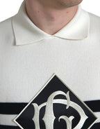 Dolce &amp; Gabbana White DG Logo Collared Henley Shirt T-shirt