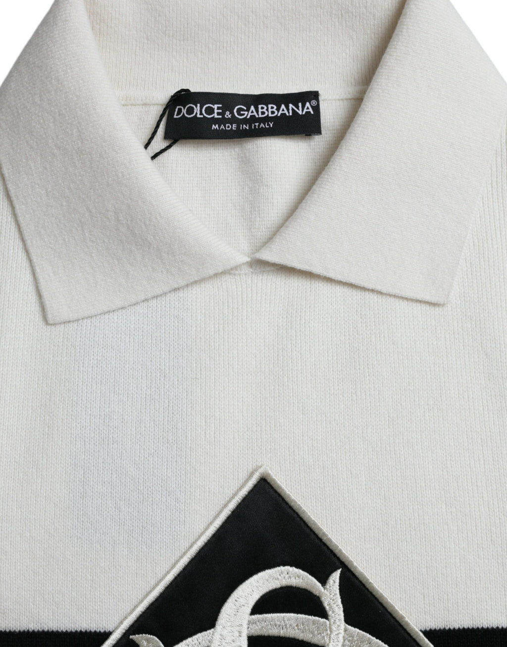 Dolce &amp; Gabbana White DG Logo Collared Henley Shirt T-shirt