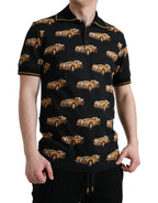 Dolce &amp; Gabbana Black Car Print Short Sleeve Polo T-shirt