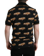 Dolce &amp; Gabbana Black Car Print Short Sleeve Polo T-shirt