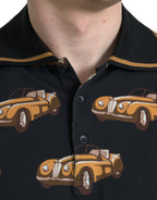 Dolce &amp; Gabbana Black Car Print Short Sleeve Polo T-shirt