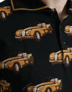 Dolce &amp; Gabbana Black Car Print Short Sleeve Polo T-shirt
