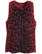 Dolce &amp; Gabbana Red Leopard Print Sleeveless Tank T-shirt
