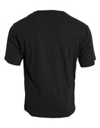 Dolce &amp; Gabbana Black Printed Pocket Cotton Crewneck T-shirt