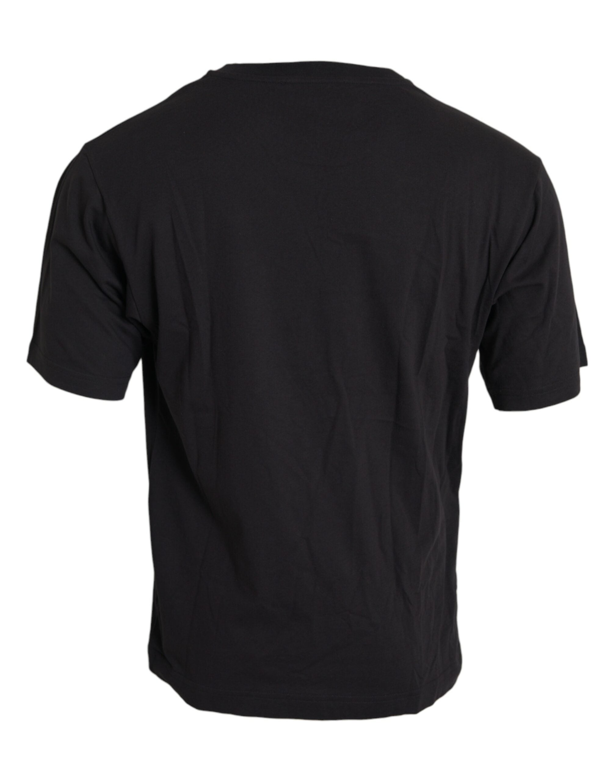 Dolce &amp; Gabbana Black Printed Pocket Cotton Crewneck T-shirt
