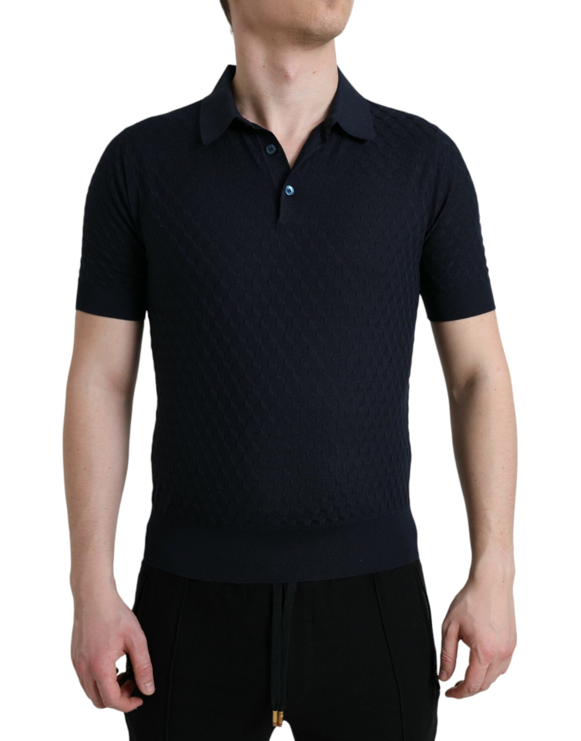 Dolce &amp; Gabbana Dark Blue Collared Short Sleeve Polo T-shirt