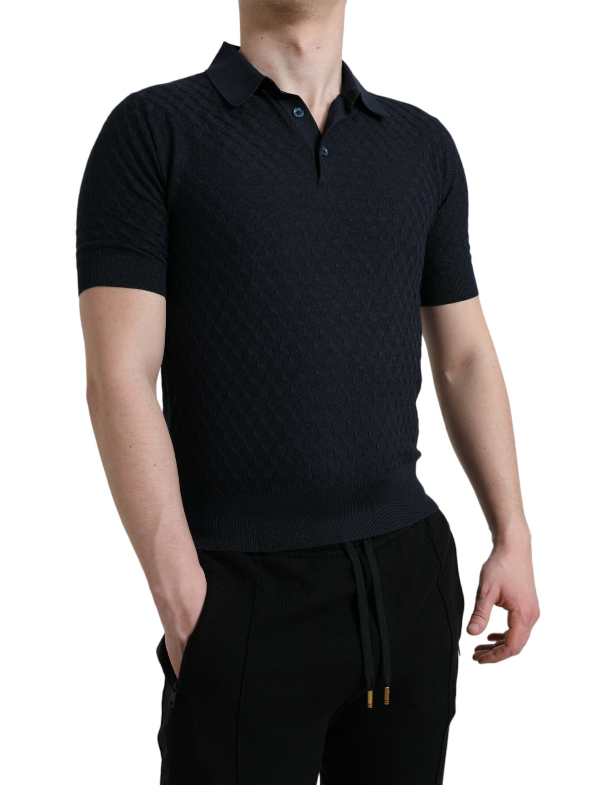 Dolce &amp; Gabbana Dark Blue Collared Short Sleeve Polo T-shirt