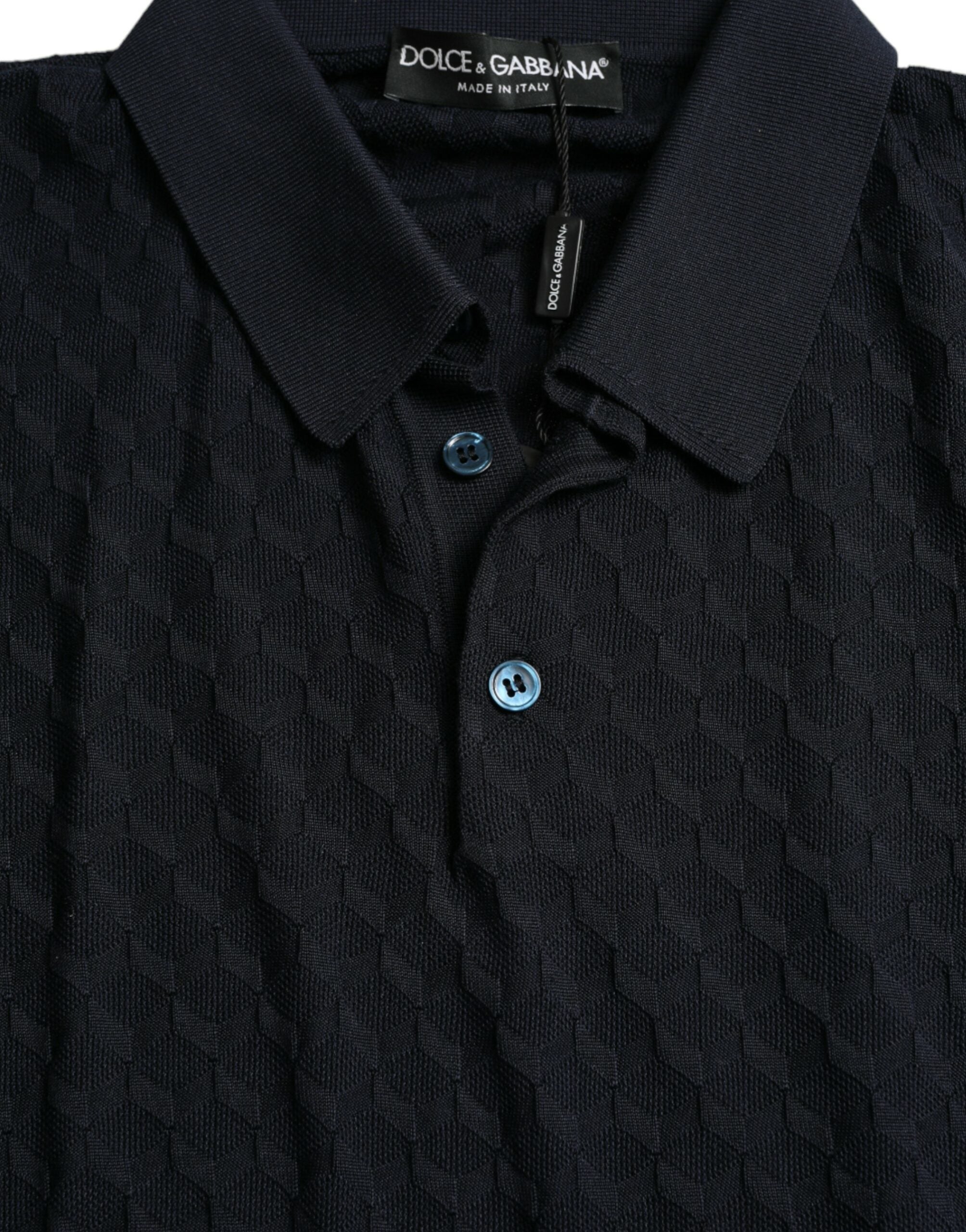Dolce &amp; Gabbana Dark Blue Collared Short Sleeve Polo T-shirt
