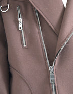 Dolce &amp; Gabbana Brown Coat Short Biker Wool Jacket