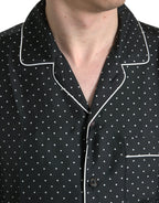 Dolce &amp; Gabbana Black Polka Dot Silk Long Sleeve Shirt