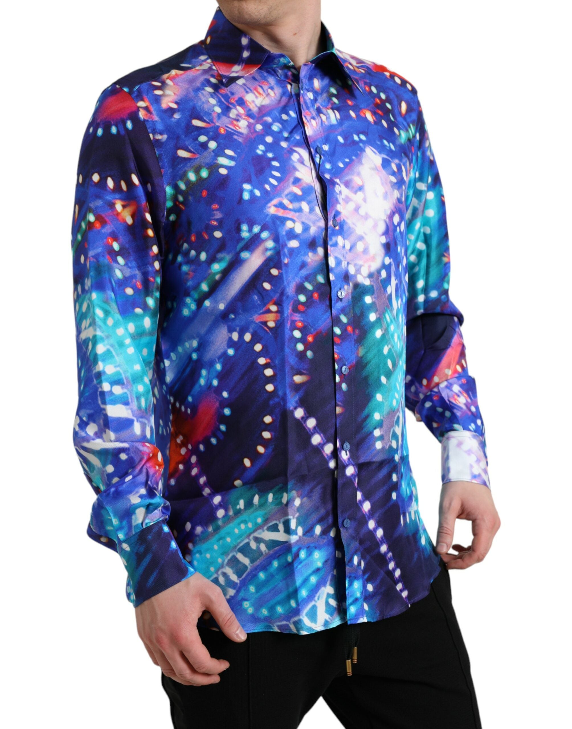 Dolce &amp; Gabbana Purple Luminarie Silk Slim MARTINI Shirt