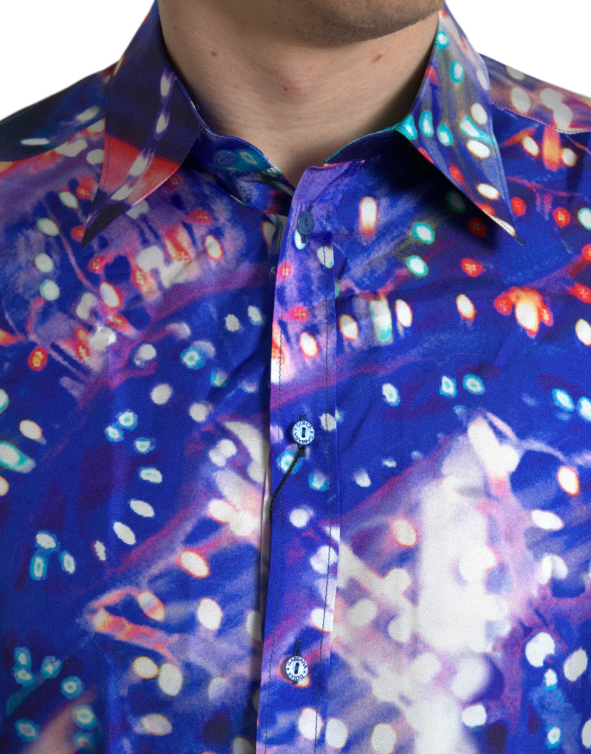 Dolce &amp; Gabbana Purple Luminarie Silk Slim MARTINI Shirt