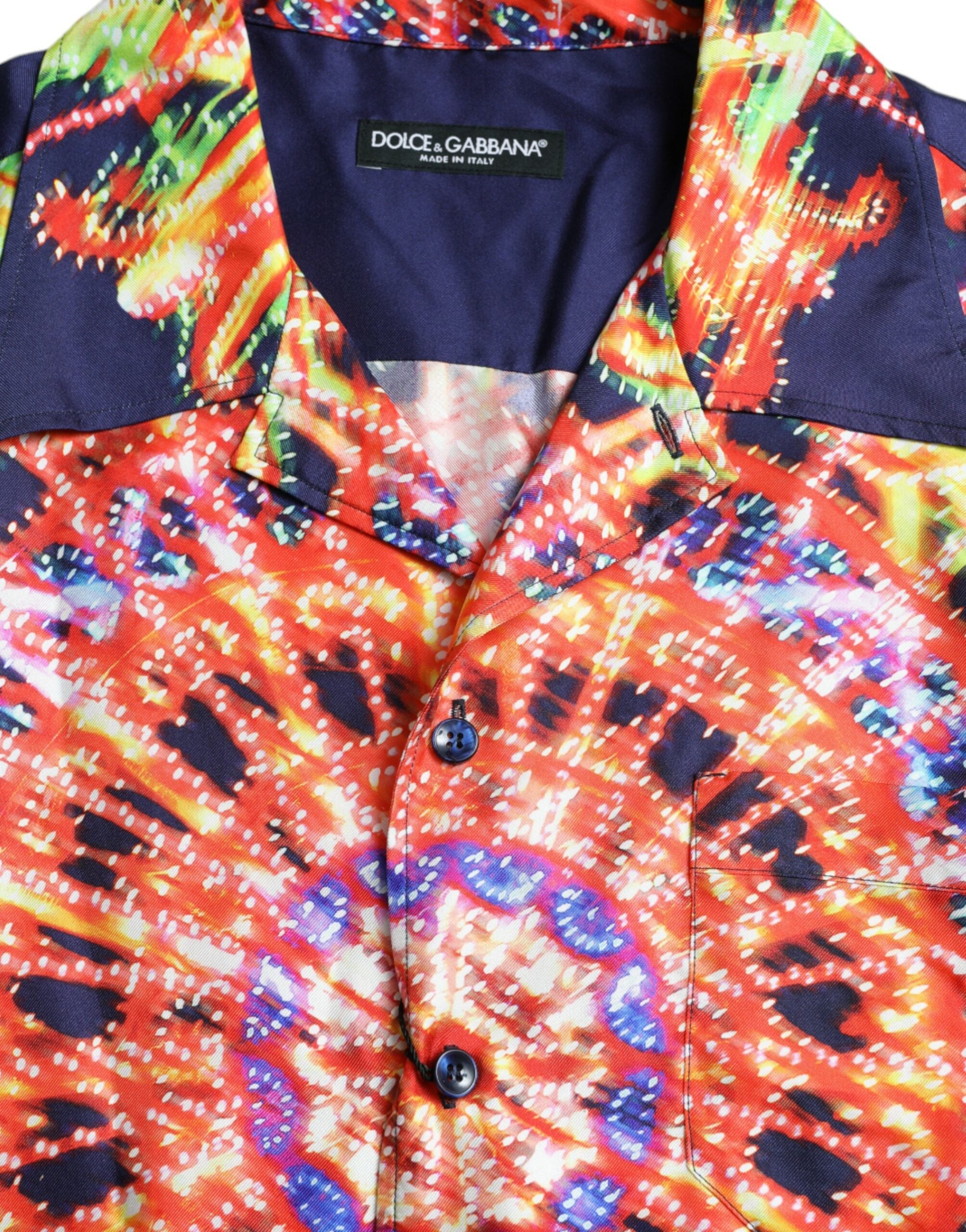 Dolce &amp; Gabbana Multicolor Luminarie Silk Casual Shirt