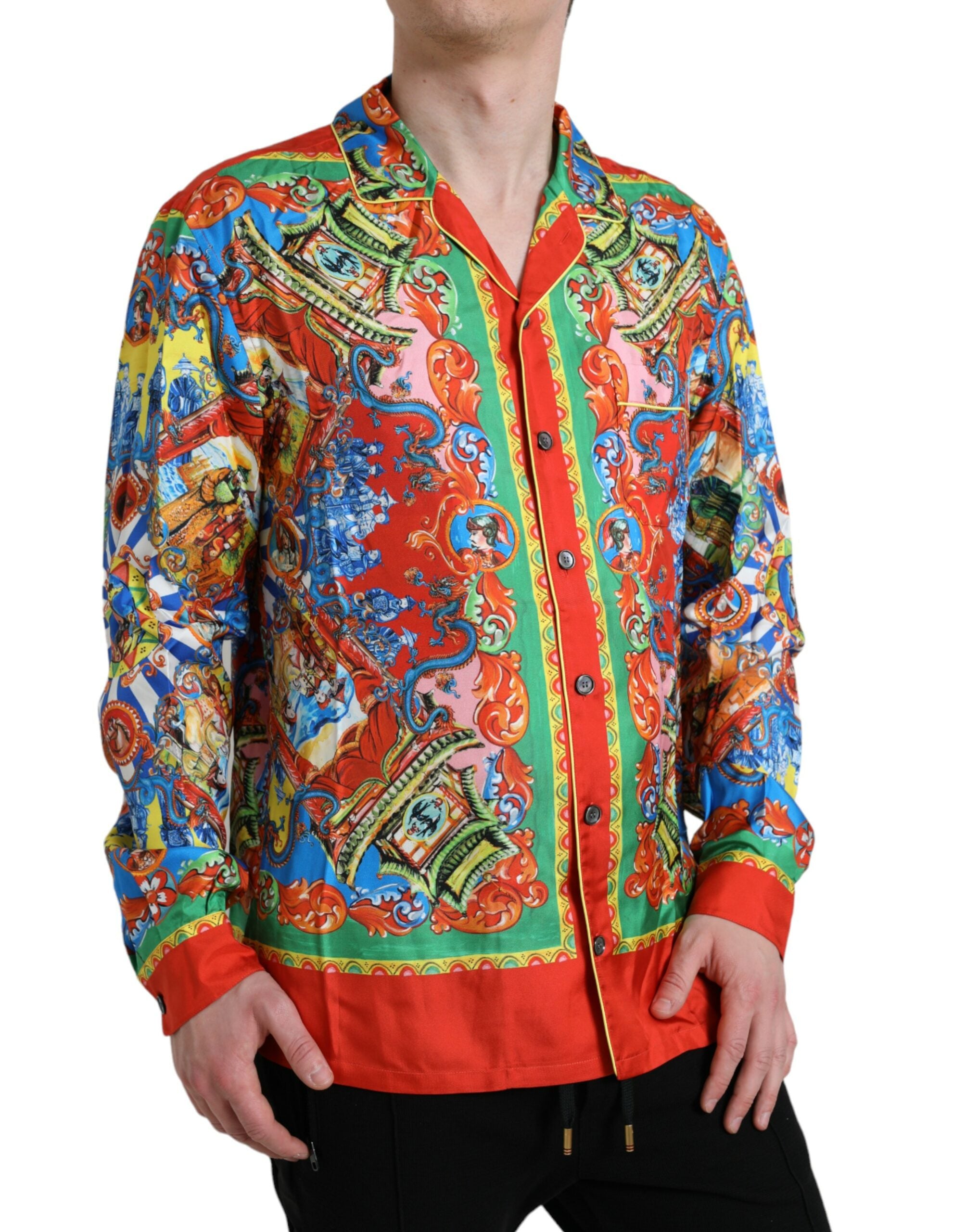 Dolce &amp; Gabbana Multicolor Patterned Button Down Casual Shirt