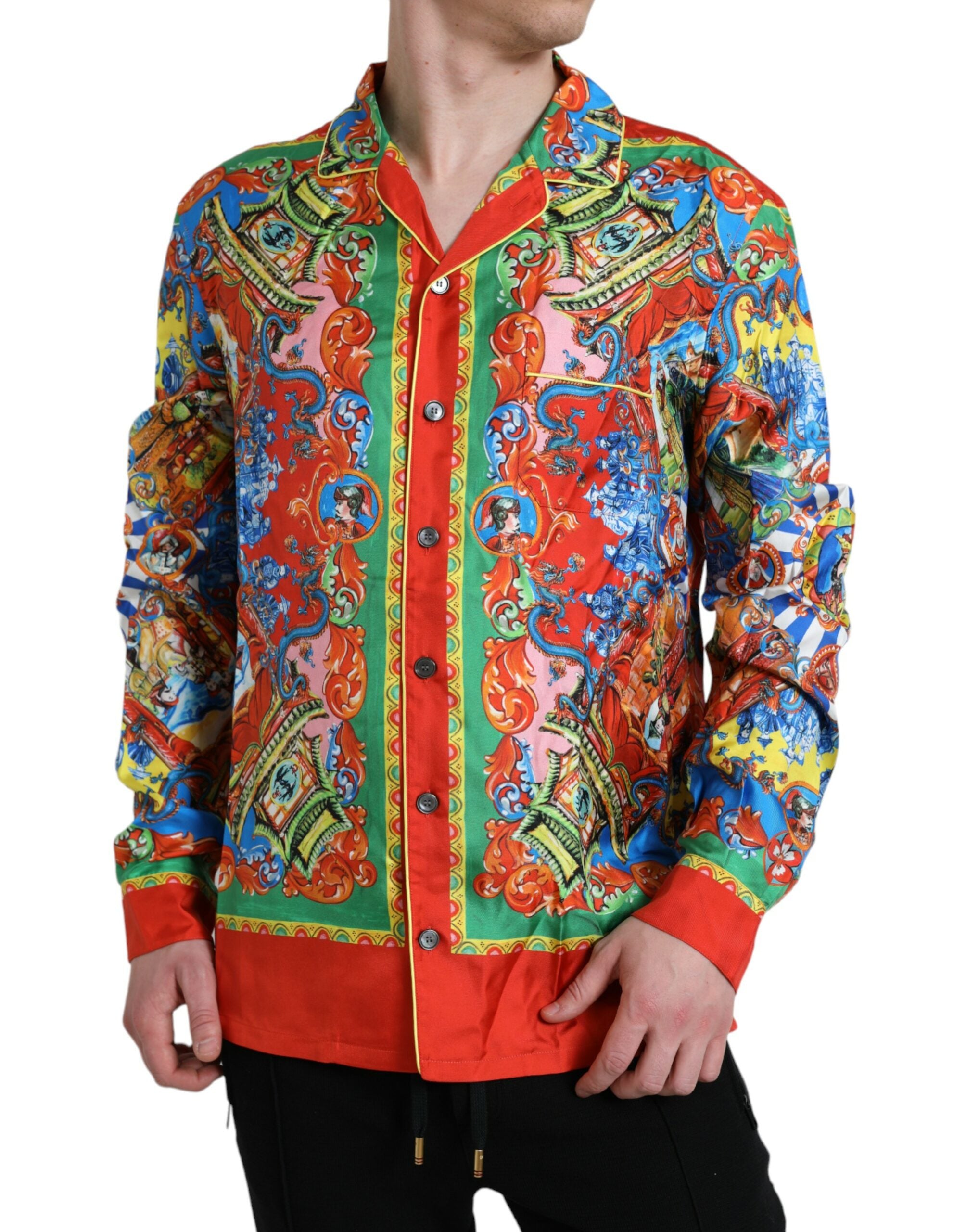 Dolce &amp; Gabbana Multicolor Patterned Button Down Casual Shirt