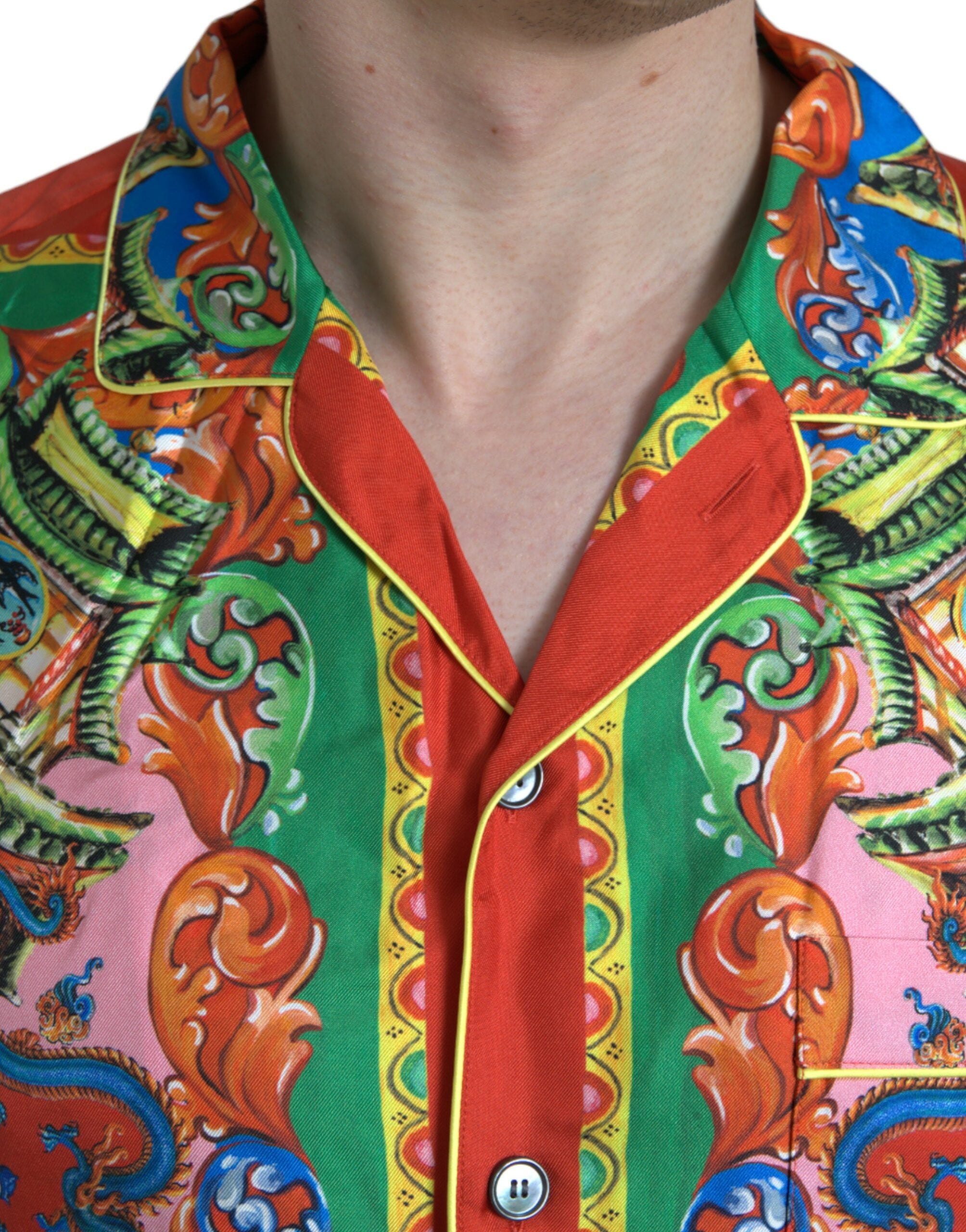 Dolce &amp; Gabbana Multicolor Patterned Button Down Casual Shirt