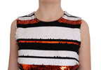 Dolce & Gabbana Multicolored Striped Sequined Stretch Dress