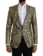 Dolce &amp; Gabbana Gold SICILY Jacquard Single Breasted Coat Blazer
