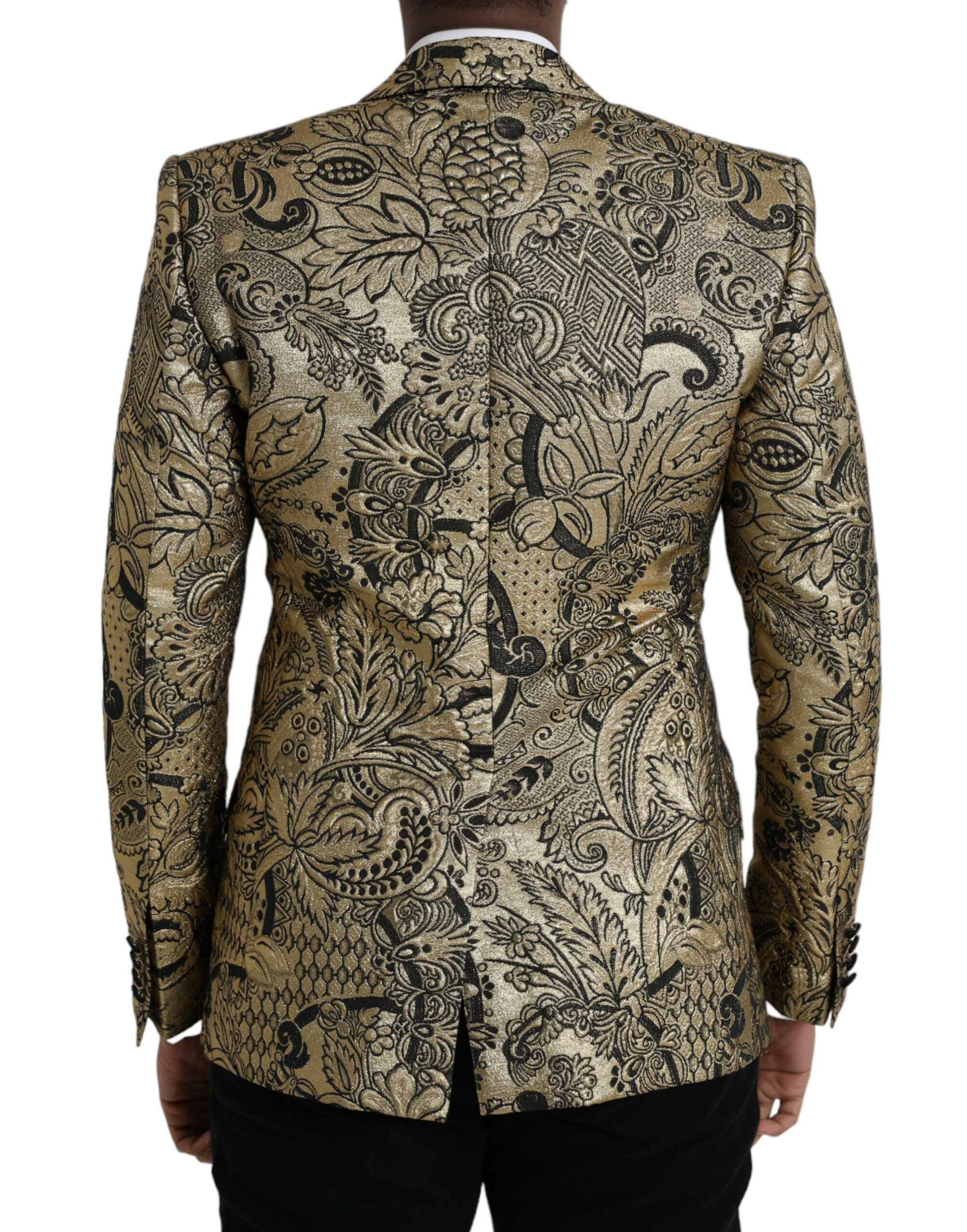Dolce &amp; Gabbana Gold SICILY Jacquard Single Breasted Coat Blazer