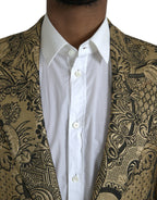 Dolce &amp; Gabbana Gold SICILY Jacquard Single Breasted Coat Blazer