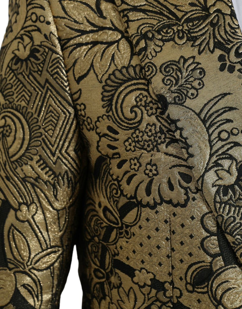 Dolce &amp; Gabbana Gold SICILY Jacquard Single Breasted Coat Blazer