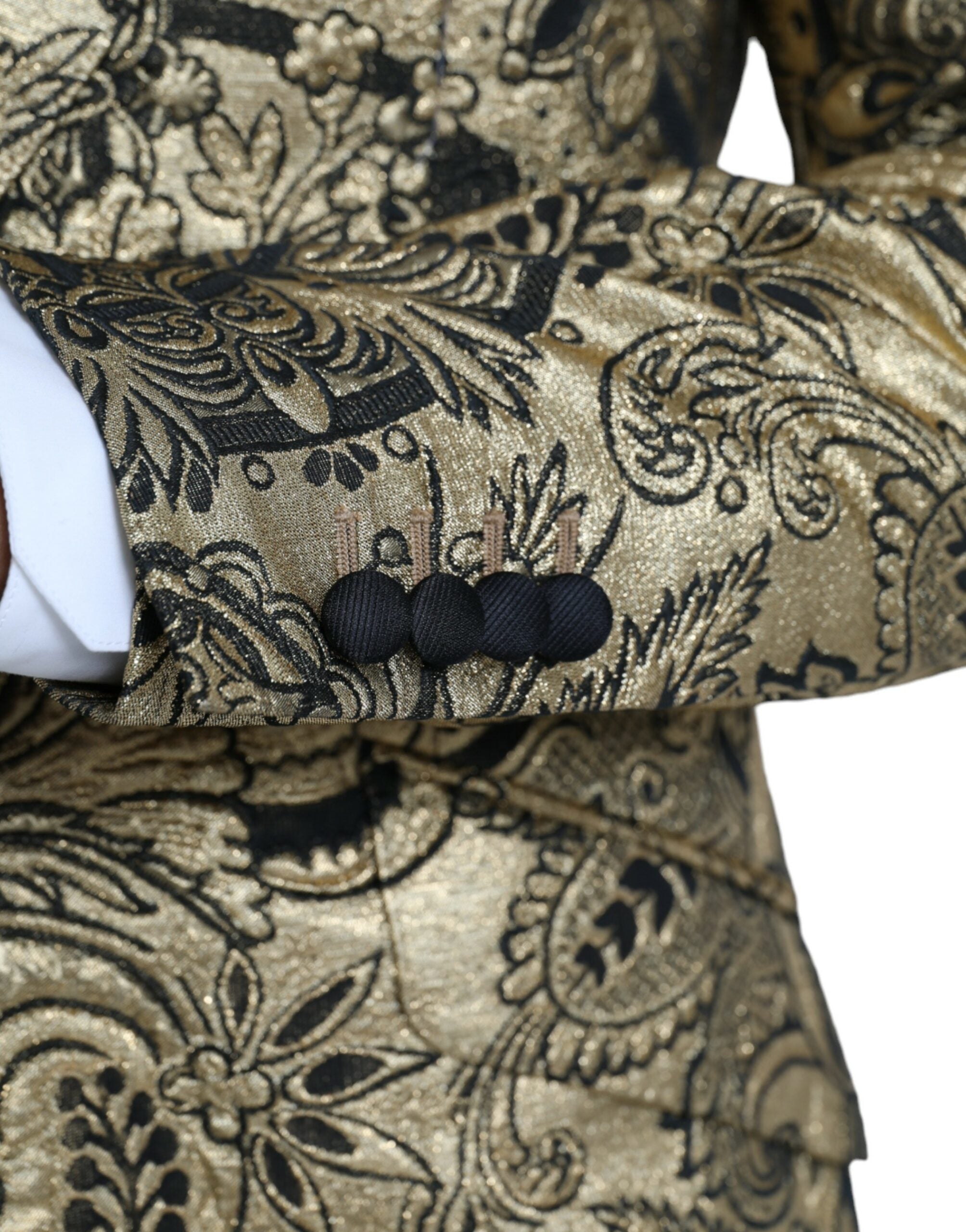 Dolce &amp; Gabbana Gold SICILY Jacquard Single Breasted Coat Blazer