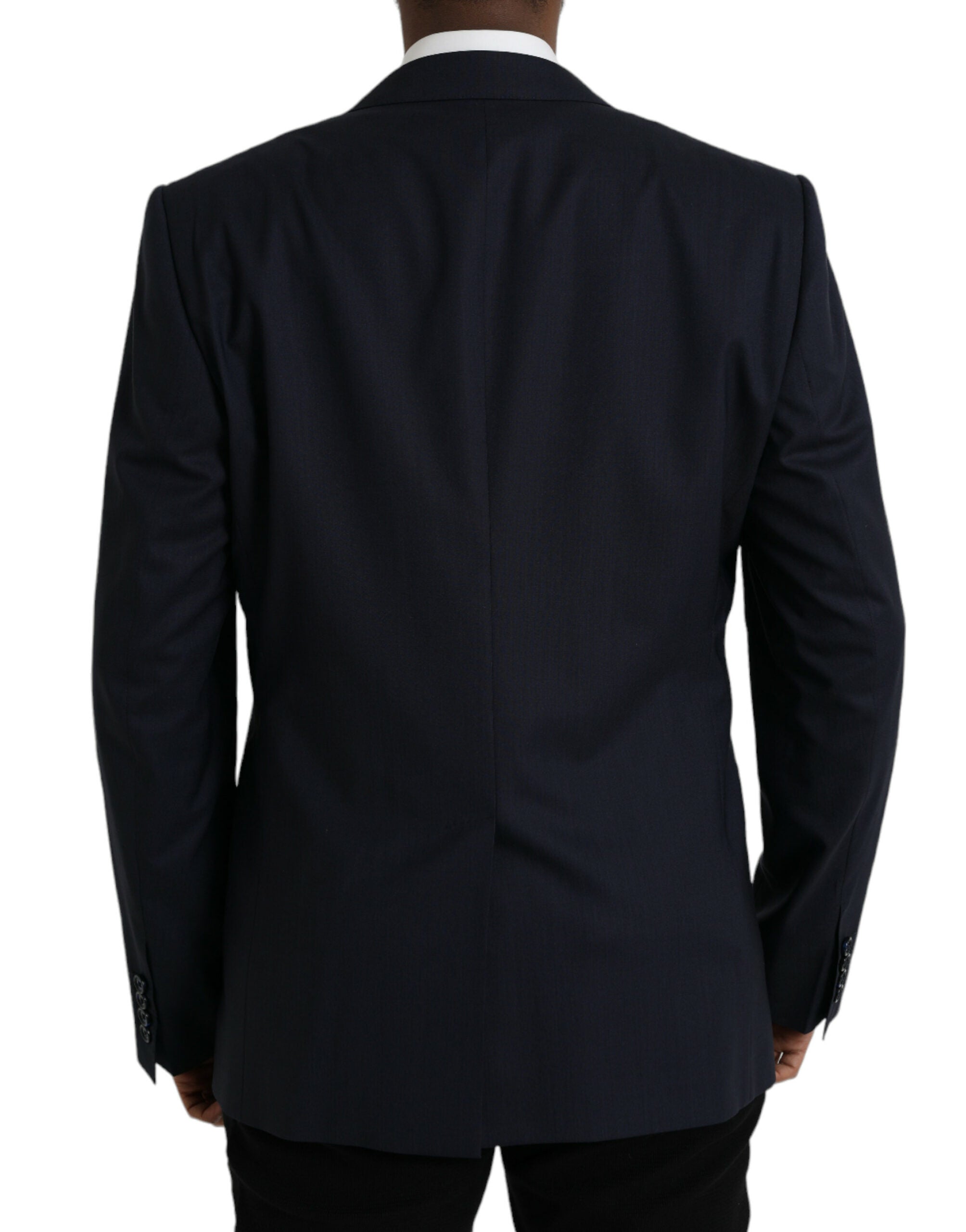 Dolce &amp; Gabbana Dark Blue Wool Single Breasted Coat Blazer