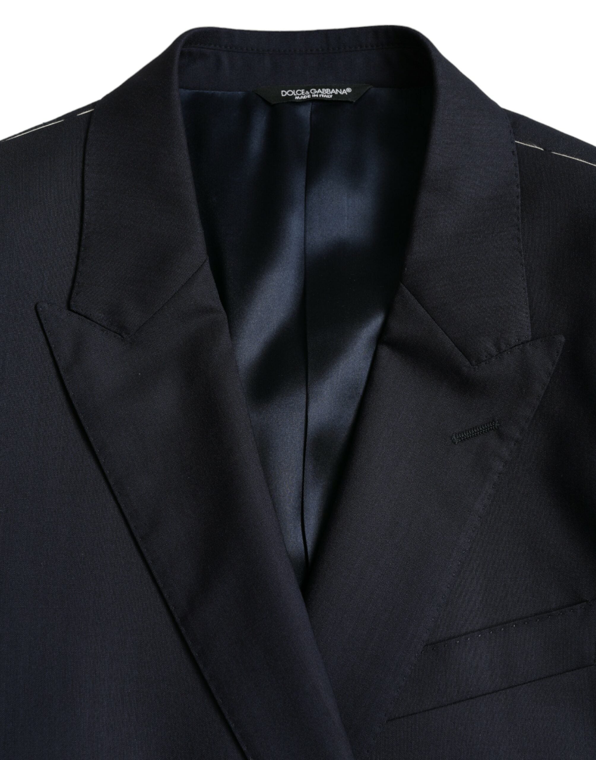 Dolce &amp; Gabbana Dark Blue Wool Single Breasted Coat Blazer