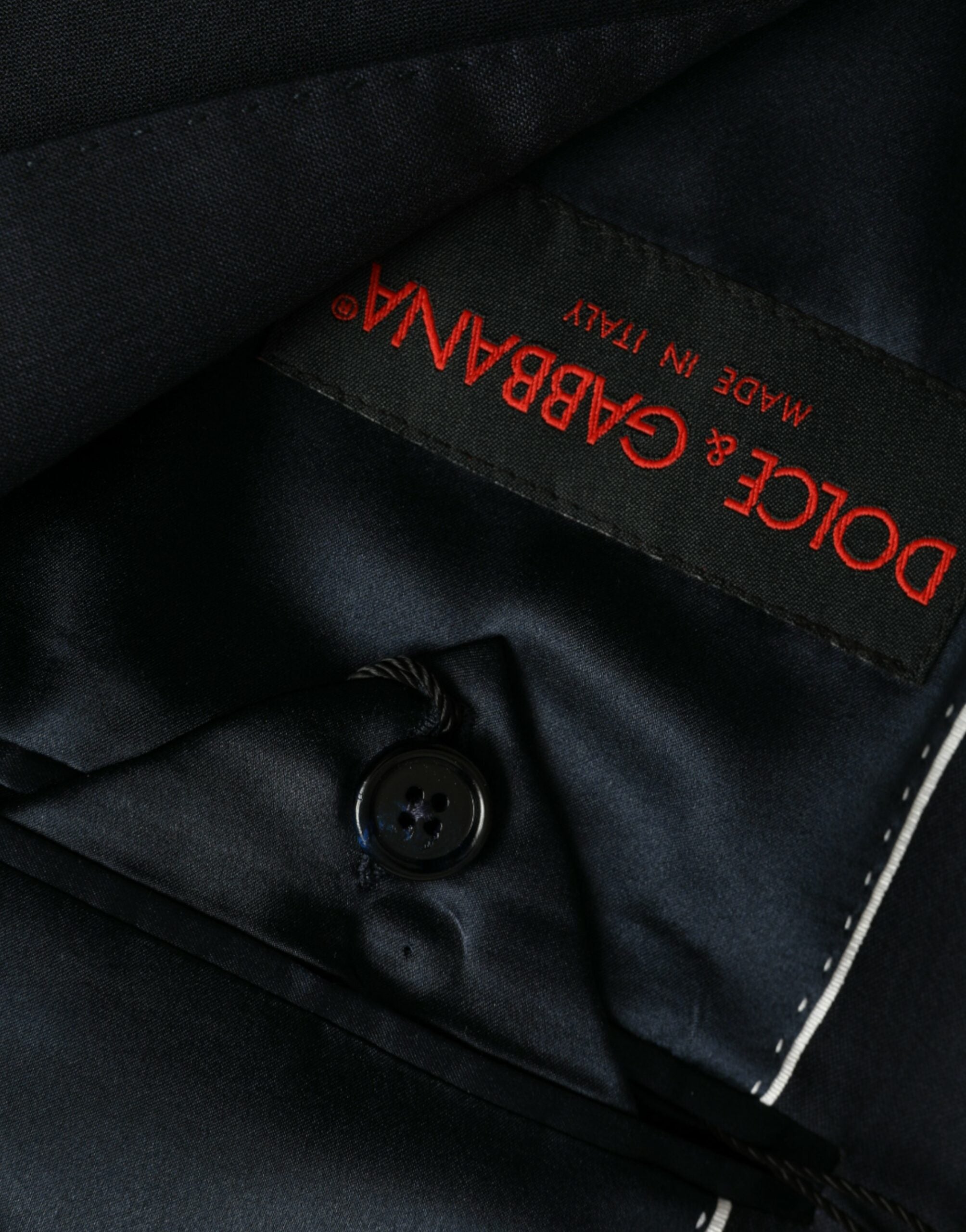 Dolce &amp; Gabbana Dark Blue Wool Single Breasted Coat Blazer