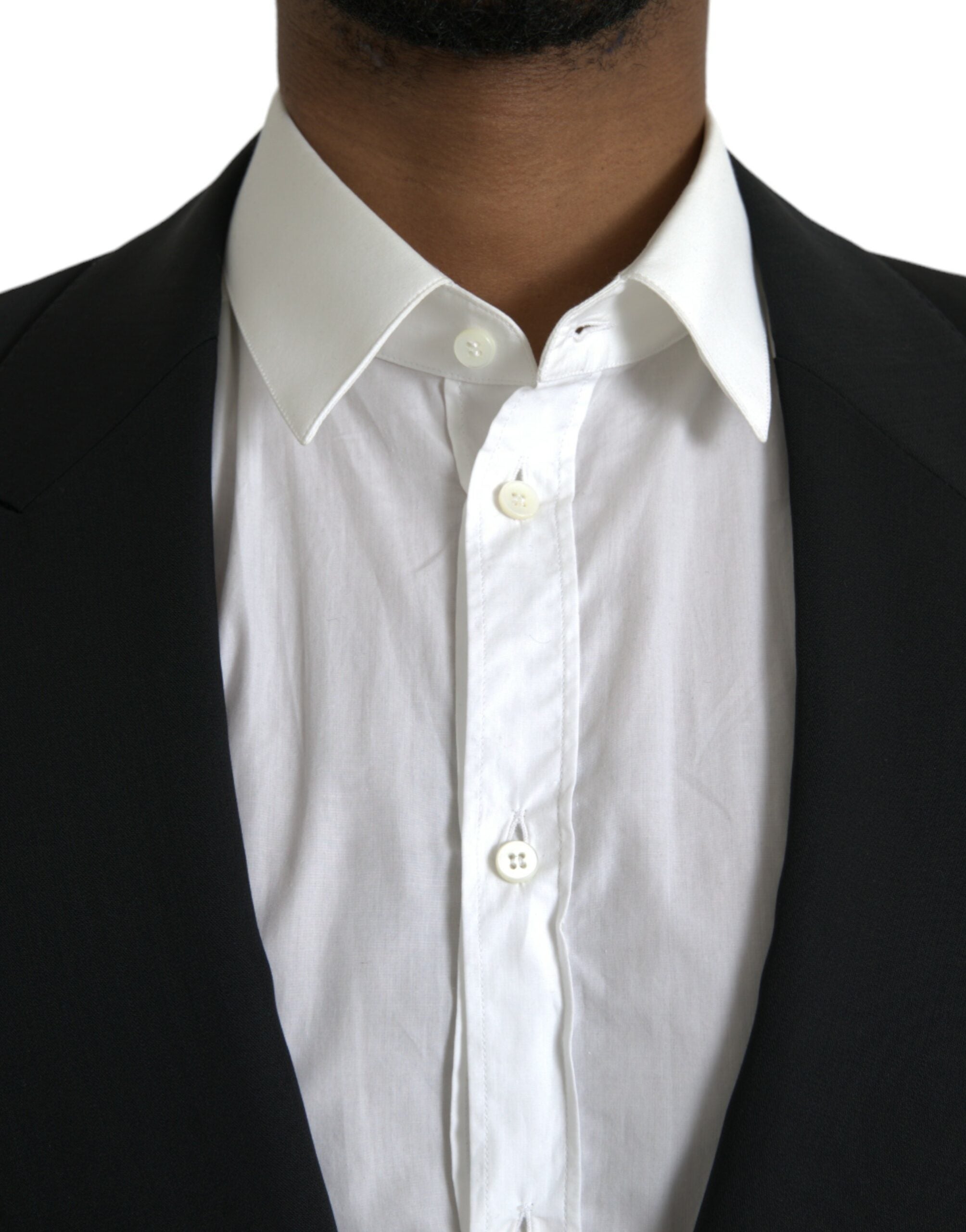 Dolce &amp; Gabbana Black Wool Peak Single Breasted Coat Blazer