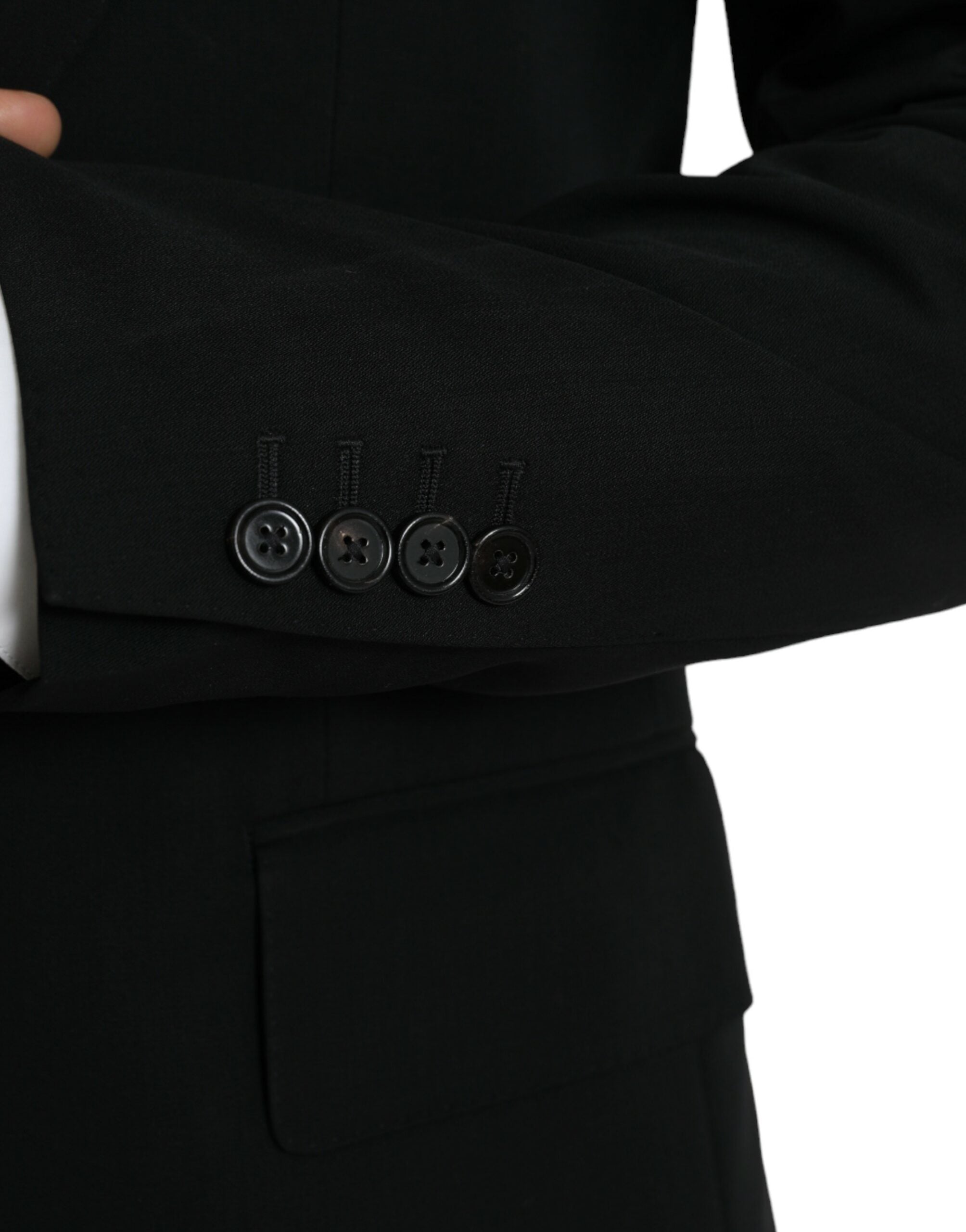 Dolce &amp; Gabbana Black Wool Peak Single Breasted Coat Blazer