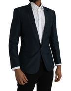Dolce &amp; Gabbana Blue GOLD Notch Single Breasted Coat Blazer
