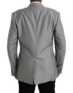 Dolce &amp; Gabbana Gray Wool Peak Single Breasted Coat Blazer