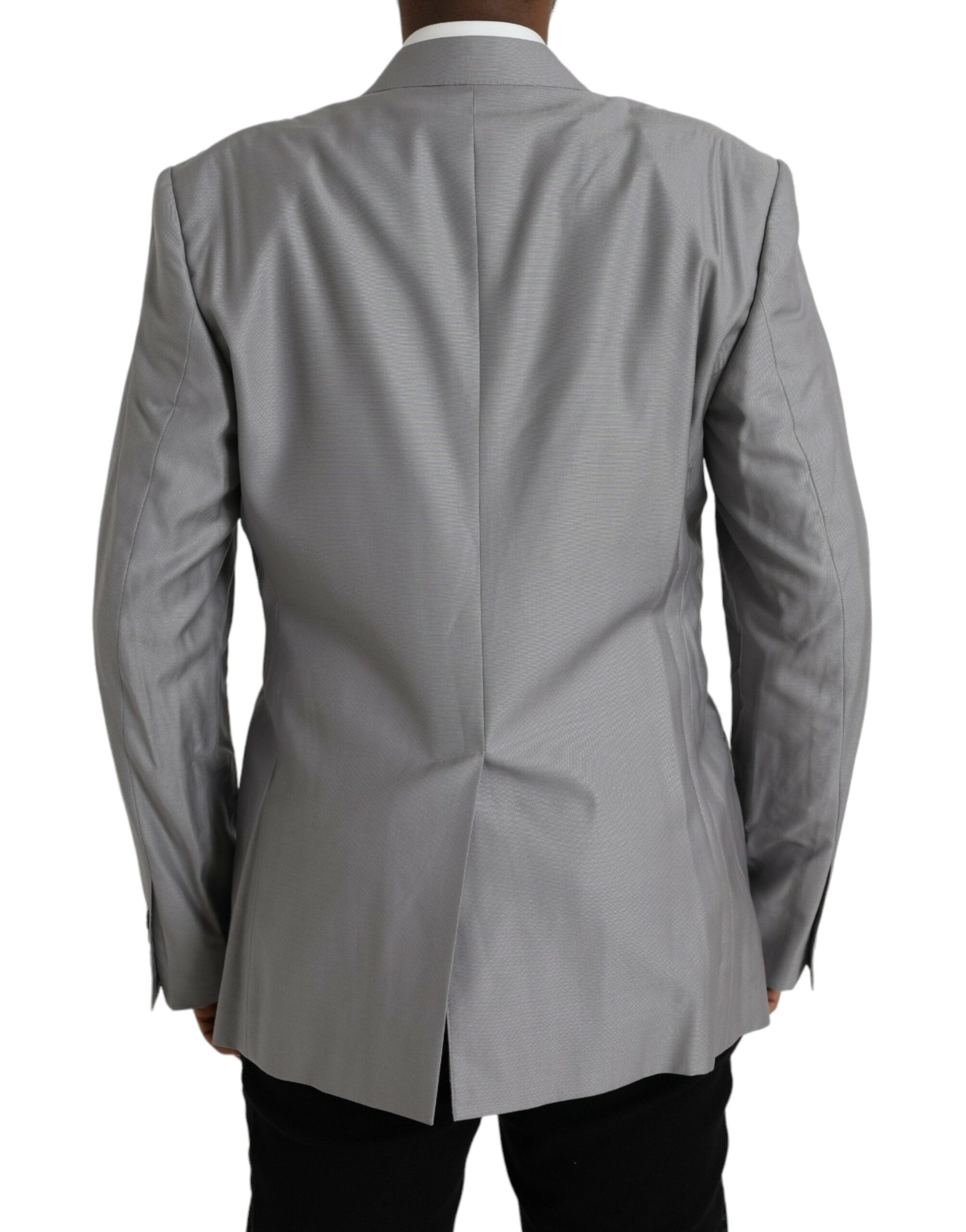 Dolce &amp; Gabbana Gray Wool Peak Single Breasted Coat Blazer