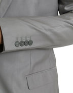 Dolce &amp; Gabbana Gray Wool Peak Single Breasted Coat Blazer