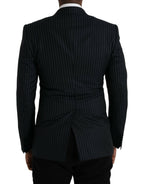 Dolce &amp; Gabbana Black Stripe SICILY Double Breasted Coat Blazer