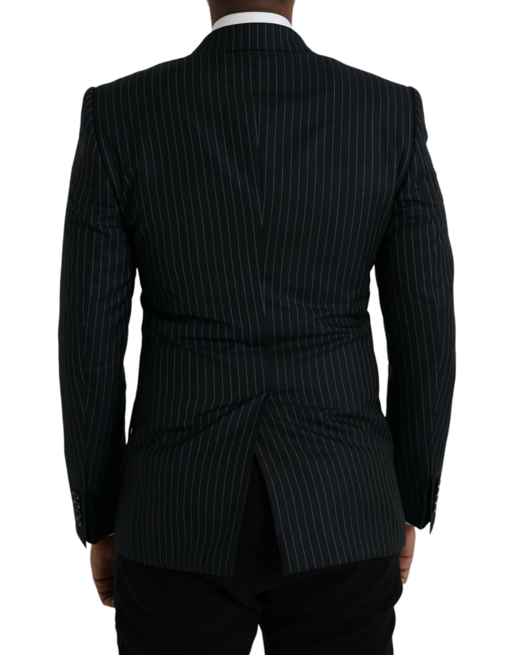 Dolce &amp; Gabbana Black Stripe SICILY Double Breasted Coat Blazer