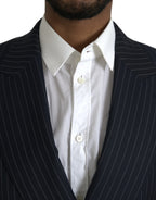 Dolce &amp; Gabbana Black Stripe SICILY Double Breasted Coat Blazer