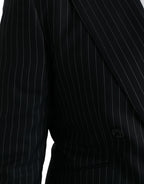 Dolce &amp; Gabbana Black Stripe SICILY Double Breasted Coat Blazer