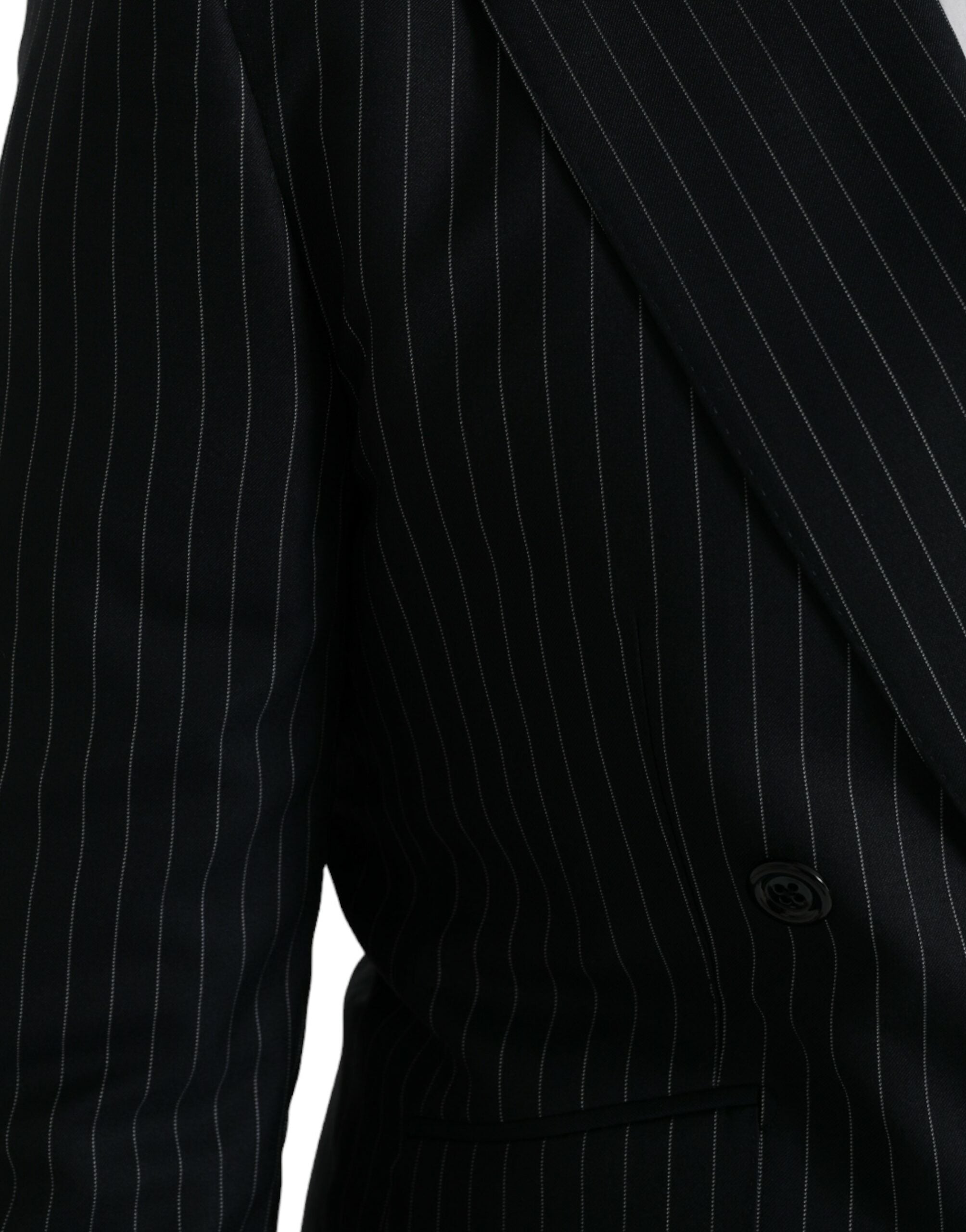 Dolce &amp; Gabbana Black Stripe SICILY Double Breasted Coat Blazer