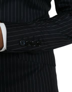 Dolce &amp; Gabbana Black Stripe SICILY Double Breasted Coat Blazer