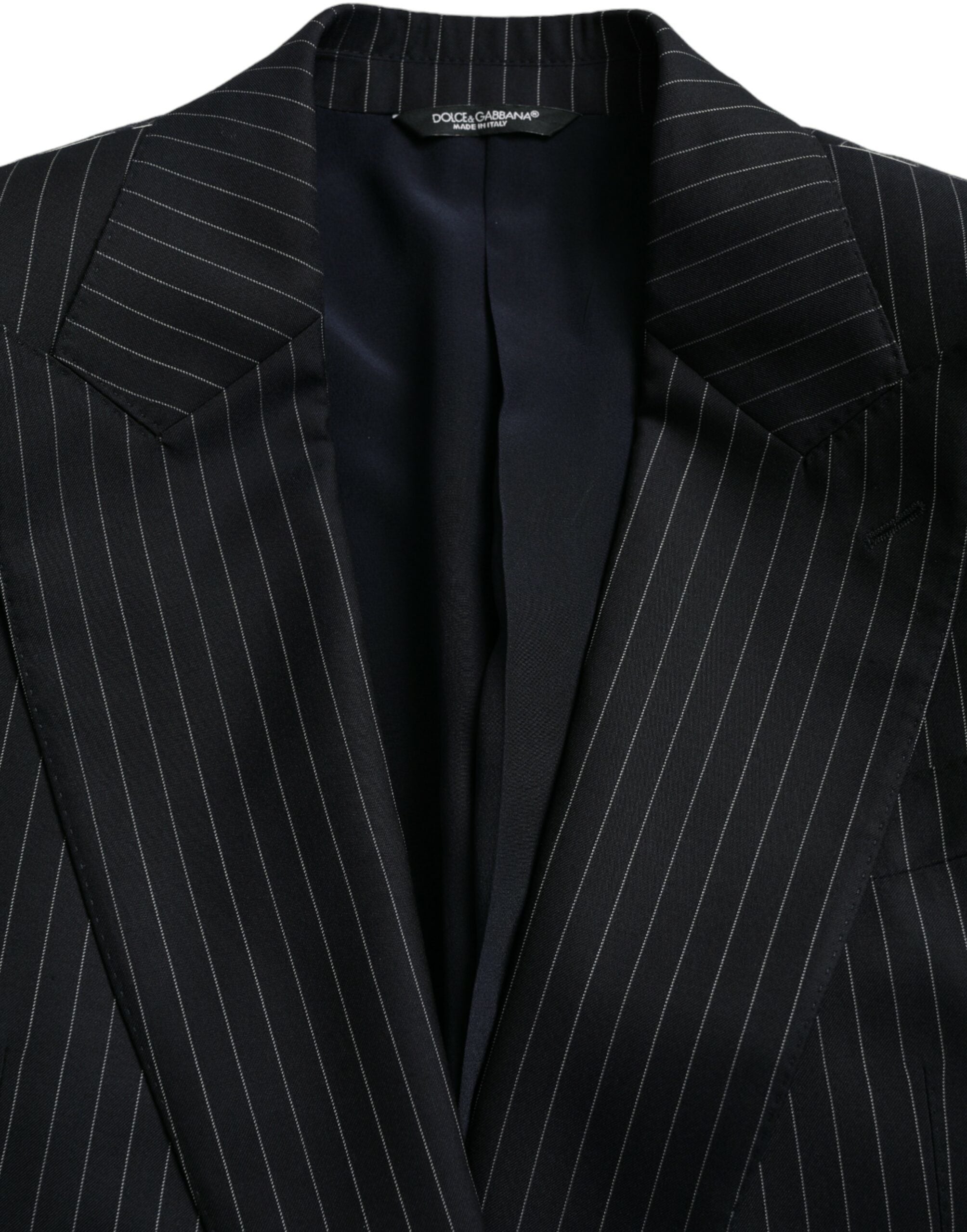 Dolce &amp; Gabbana Black Stripe SICILY Double Breasted Coat Blazer