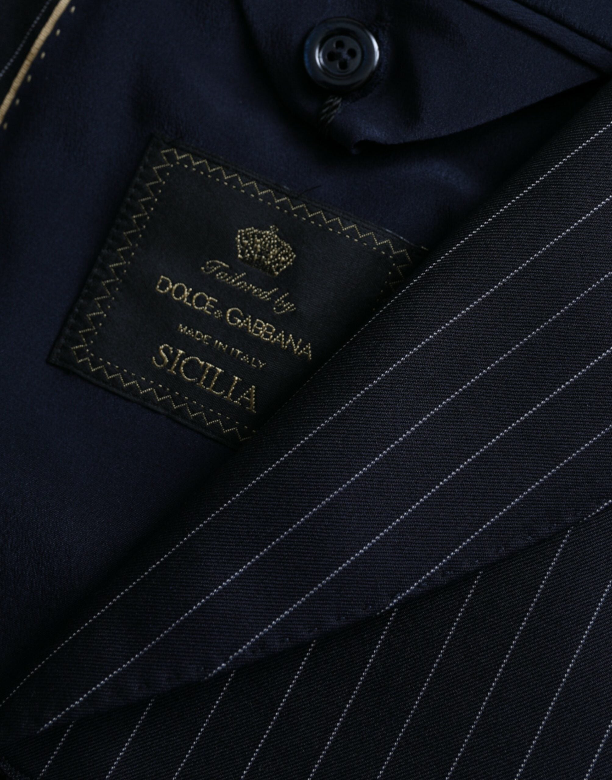 Dolce &amp; Gabbana Black Stripe SICILY Double Breasted Coat Blazer