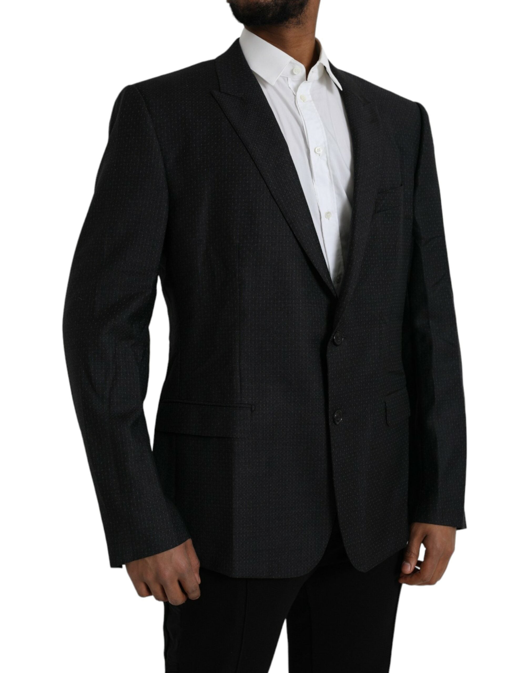 Dolce &amp; Gabbana Black Wool MARTINI Single Breasted Coat Blazer