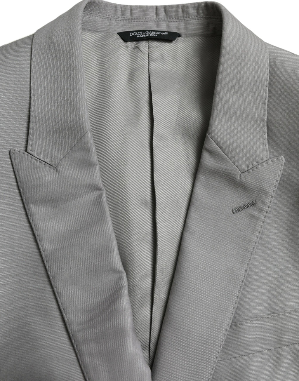 Dolce &amp; Gabbana Gray Wool Peak Single Breasted Coat Blazer