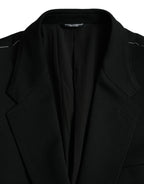 Dolce &amp; Gabbana Black Wool Single Breasted Coat Blazer