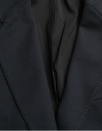Dolce &amp; Gabbana Dark Blue Cotton Single Breasted Coat Blazer