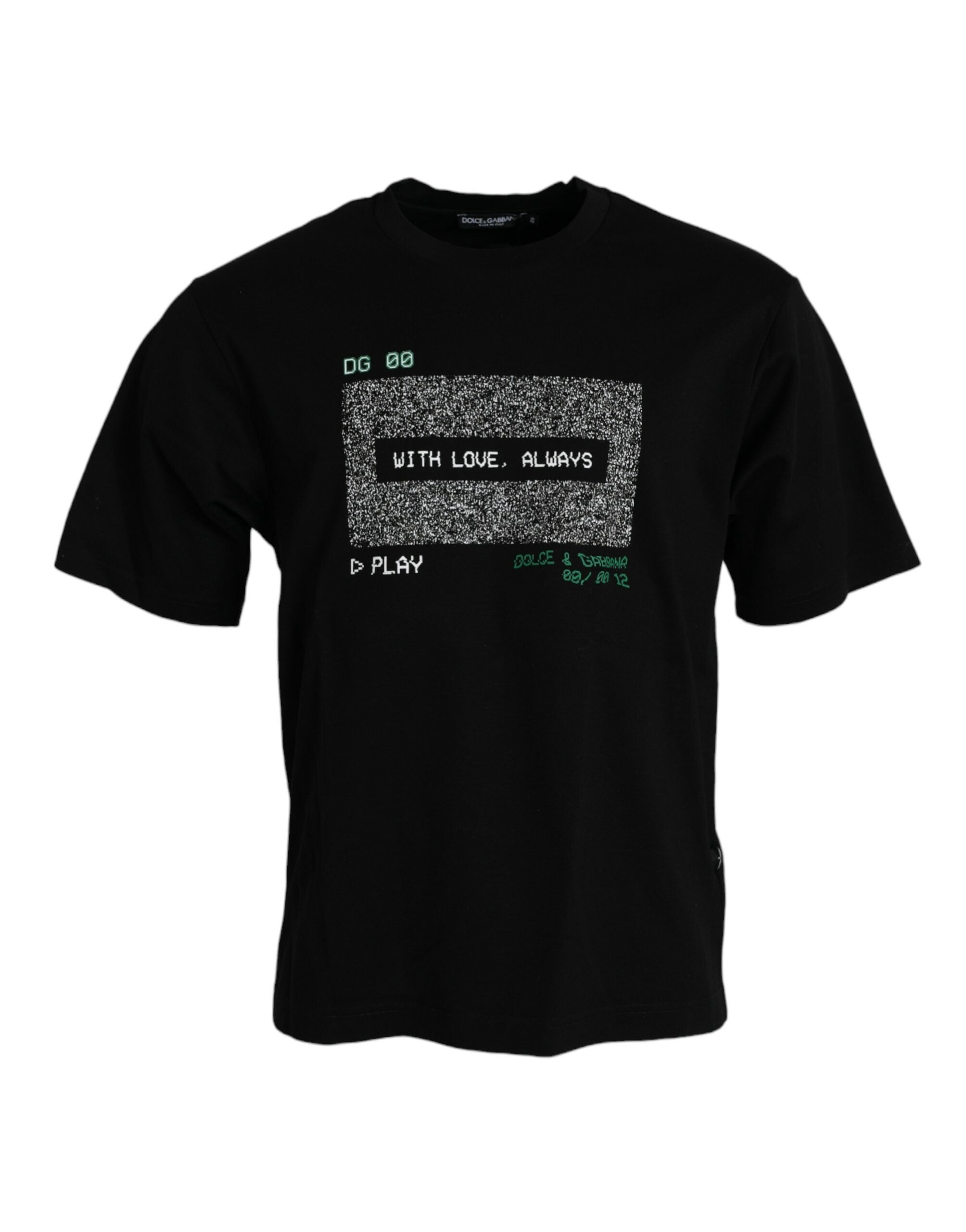 Dolce &amp; Gabbana Black With Love Always Crew Neck Top T-shirt